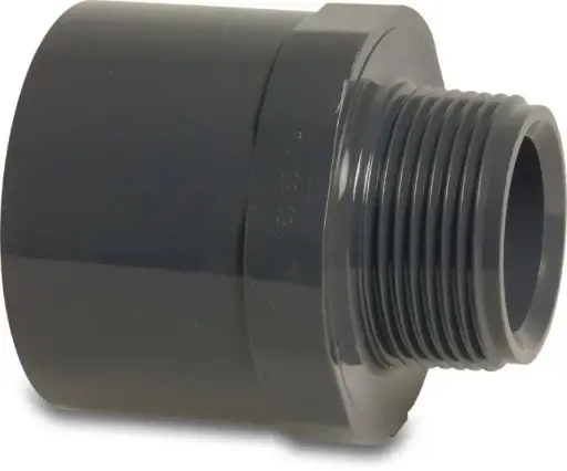 Raccord collage mâle/femelle x BSP mâle PVC-U gris 16bar